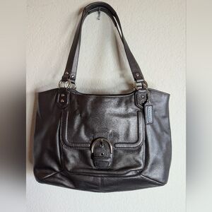 Y2K Coach Pewter Leather Buckle Bag Campbell Belle Carryall